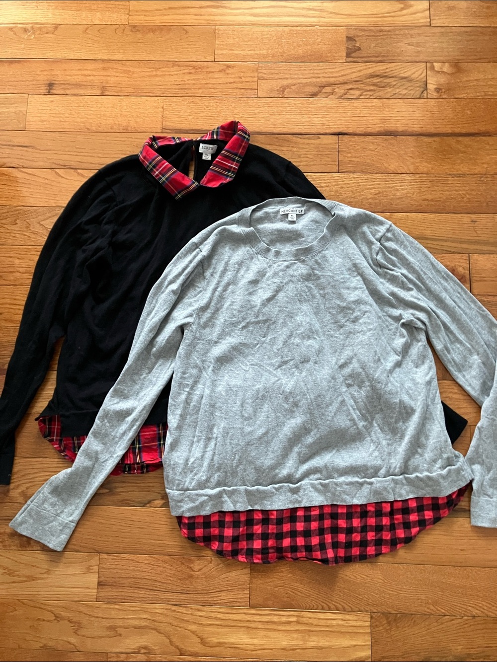 J. Crew Factory & Mercantile Women’s Bundle of 2 Black & Red Layered Shirts - XL